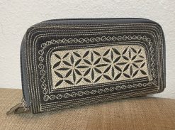 Uang Zip Large Handmade Wallet Vegan Embroidered
